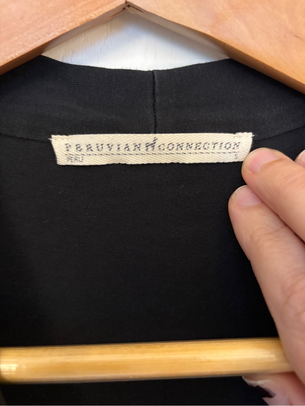 Peruvian Connection Cyprus Black Ruched Top Drape Wrap-Style Elevated Basic Soft - Picture 4 of 7